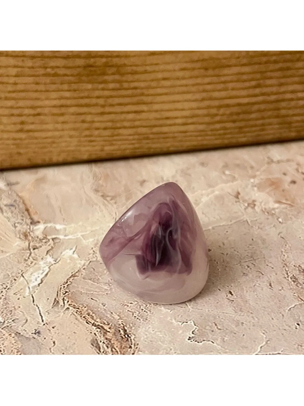 Lavender Purple Swirl Dome Ring, Metal Free Size 8